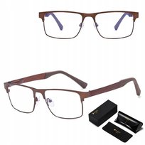 Męskie okulary Zerówki Blue Light do Komputera Oprawki Stalowe + AKCESORIA
