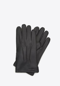 Męskie rękawiczki skórzane z marszczeniami czarne XS - WITTCHEN