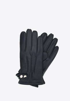 Męskie rękawiczki skórzane z ozdobnymi zatrzaskami czarne XS - WITTCHEN