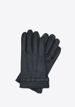 Męskie rękawiczki skórzane z paskiem na zatrzask czarne XS - WITTCHEN
