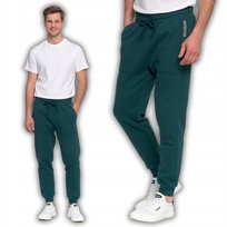 Męskie Spodnie Dresowe Joggery Z Kieszeniami Ocieplane Ściągacze Moraj 3Xl Green