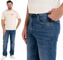 Męskie SPODNIE JEANSY KLASYCZNE BAWEŁNIANE Nogawka Prosta Modne MORAJ r.32