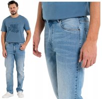 Męskie SPODNIE JEANSY KLASYCZNE BAWEŁNIANE Nogawka Prosta Modne MORAJ r.34