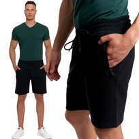 Męskie Szorty Spodenki Z Kieszeniami Na Zamek Elastyczny Pas Lato Moraj Xl Black