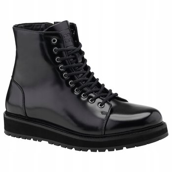 Męskie zimowe buty trzewiki czarne ocieplane ekoskóra OM-FOBO-0175 V1 r 40 - Ombre