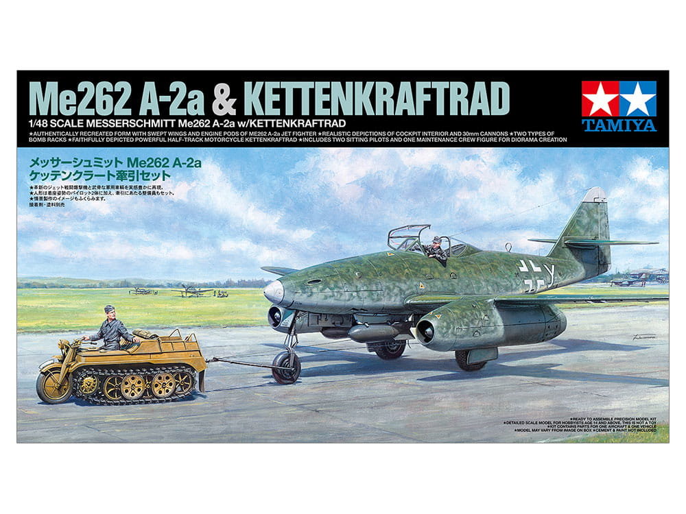 Фото - Збірна модель TAMIYA Messerschmitt Me262 A-2A W/Kettenkraftrad 1:48  25215 