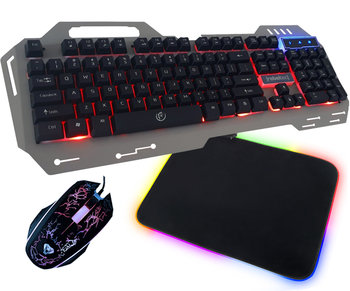 Metalowa klawiatura gamingowa dla graczy Rebeltec Discovery 2 podświetlenie + podświetlana mata + mysz - Rebeltec