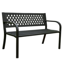  Metalowa ławka ogrodowa czarna z oparciem do ogrodu i na taras