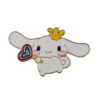 Metalowa Przypinka Cinnamoroll w Koronie Pin Hello Kitty Anime - Inna marka