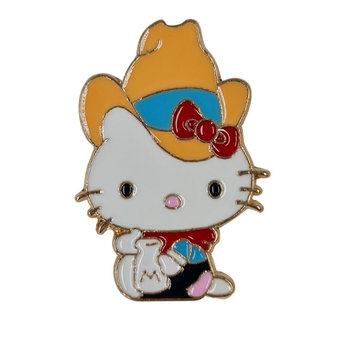 Metalowa Przypinka Hello Kitty w Kowbojskim Kapeluszu Pin Anime - Inna marka