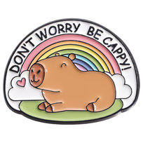 Metalowa Przypinka Kapibara Tęcza Don't Worry Be Cappy Capybara Pin Inna marka