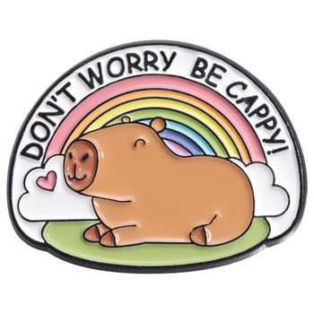 Metalowa Przypinka Kapibara Tęcza Don't Worry Be Cappy Capybara Pin - Inna marka