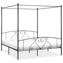 Metalowa rama łóżka z baldachimem, szary, 209x207,