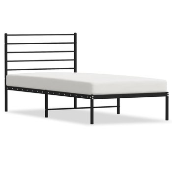 Metalowa rama łóżka z wezgłowiem, czarna, 90x200 c - vidaXL