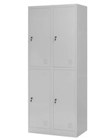 Metalowa szafa socjalna bhp z 4 schowkami zamykana na klucz