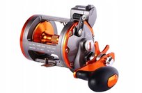 Metalowy kołowrotek wędkarski szaro pomarańczowy