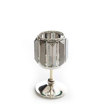 Metalowy Świecznik Dekoracyjny Z Kryształkami Roni 10X19 Srebrny - Eurofirany