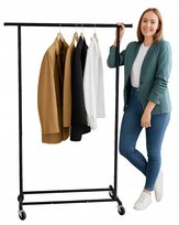 METALOWY WIESZAK NA UBRANIA NA KÓŁKACH ROZSUWANY ARVENTA STYLE - CZARNY