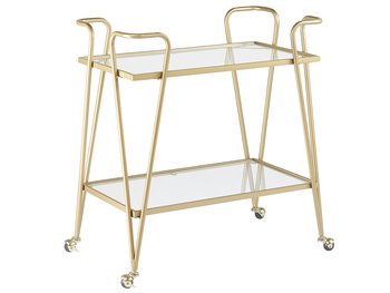 Metalowy wózek kuchenny 2-poziomowy ze szklanym blatem złoty NOTI - Beliani