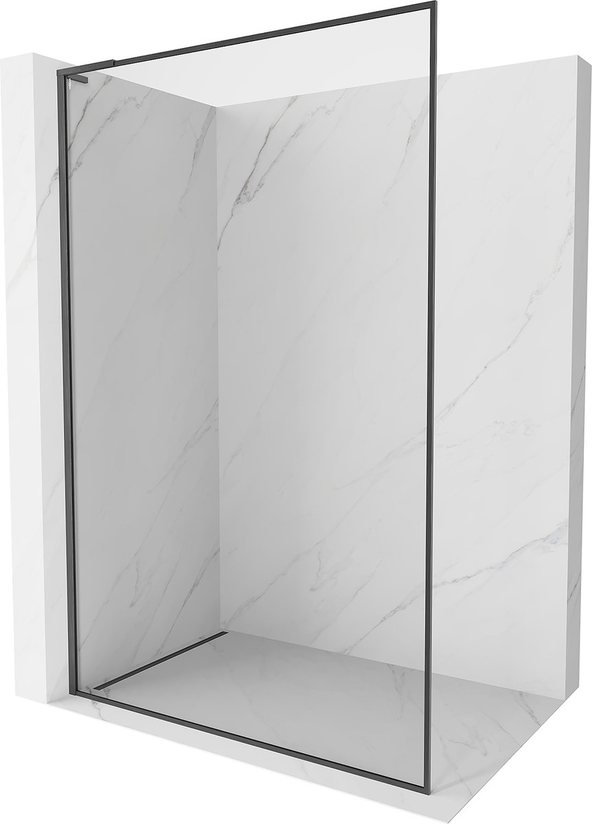 Mexen Kioto-F L ścianka prysznicowa Walk-in z ramką 90 x 202 cm, transparent 8 mm, gun gray szczotkowany - 800-090-174-66-00