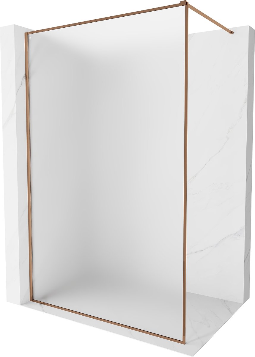 Mexen Kioto-F ścianka prysznicowa Walk-in z ramką 70 x 202 cm, szron 8 mm, różowe złoto - 800-070-104-60-30