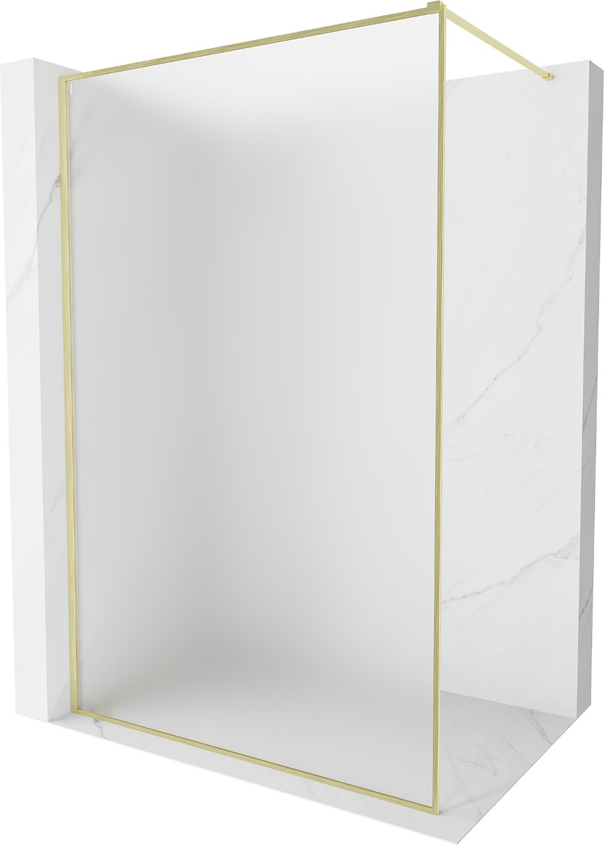 Mexen Kioto-F ścianka prysznicowa Walk-in z ramką 70 x 202 cm, szron 8 mm, złota szczotkowana - 800-070-104-55-30