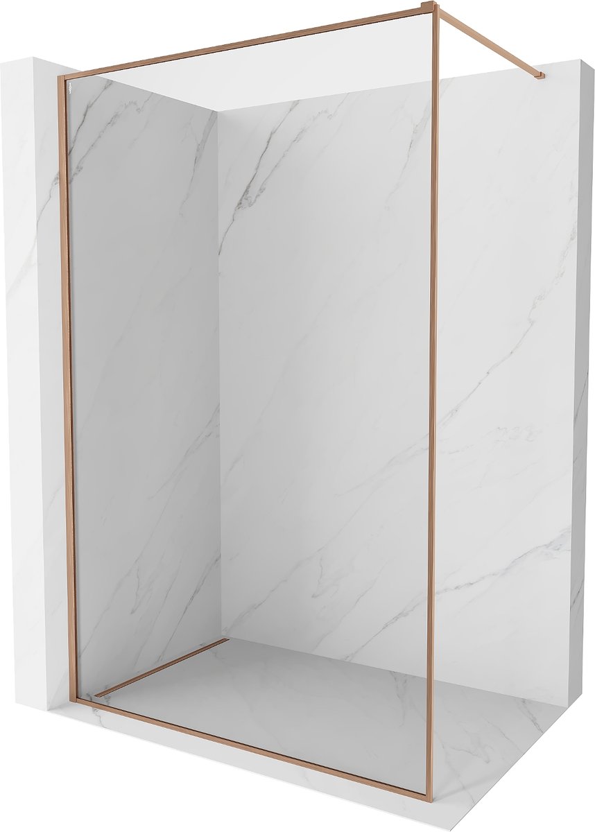 Mexen Kioto-F ścianka prysznicowa Walk-in z ramką 75 x 202 cm, transparent 8 mm, miedź szczotkowana - 800-075-104-65-00