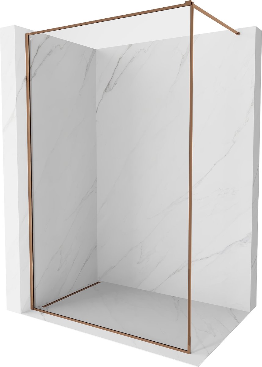 Mexen Kioto-F ścianka prysznicowa Walk-in z ramką 75 x 202 cm, transparent 8 mm, różowe złoto - 800-075-104-60-00