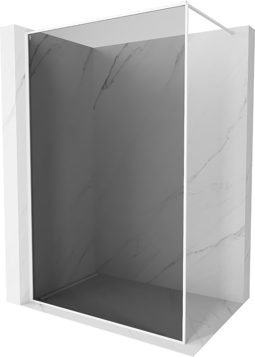 Mexen Kioto-F ścianka prysznicowa Walk-in z ramką 80 x 202 cm, grafit 8 mm, biała - 800-080-104-20-40
