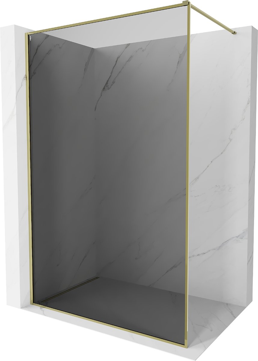 Mexen Kioto-F ścianka prysznicowa Walk-in z ramką 80 x 202 cm, grafit 8 mm, złota - 800-080-104-50-40