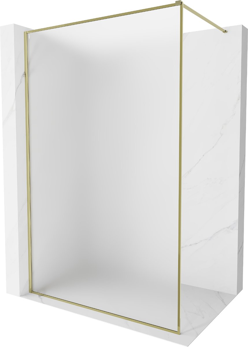 Mexen Kioto-F ścianka prysznicowa Walk-in z ramką 80 x 202 cm, szron 8 mm, złota - 800-080-104-50-30