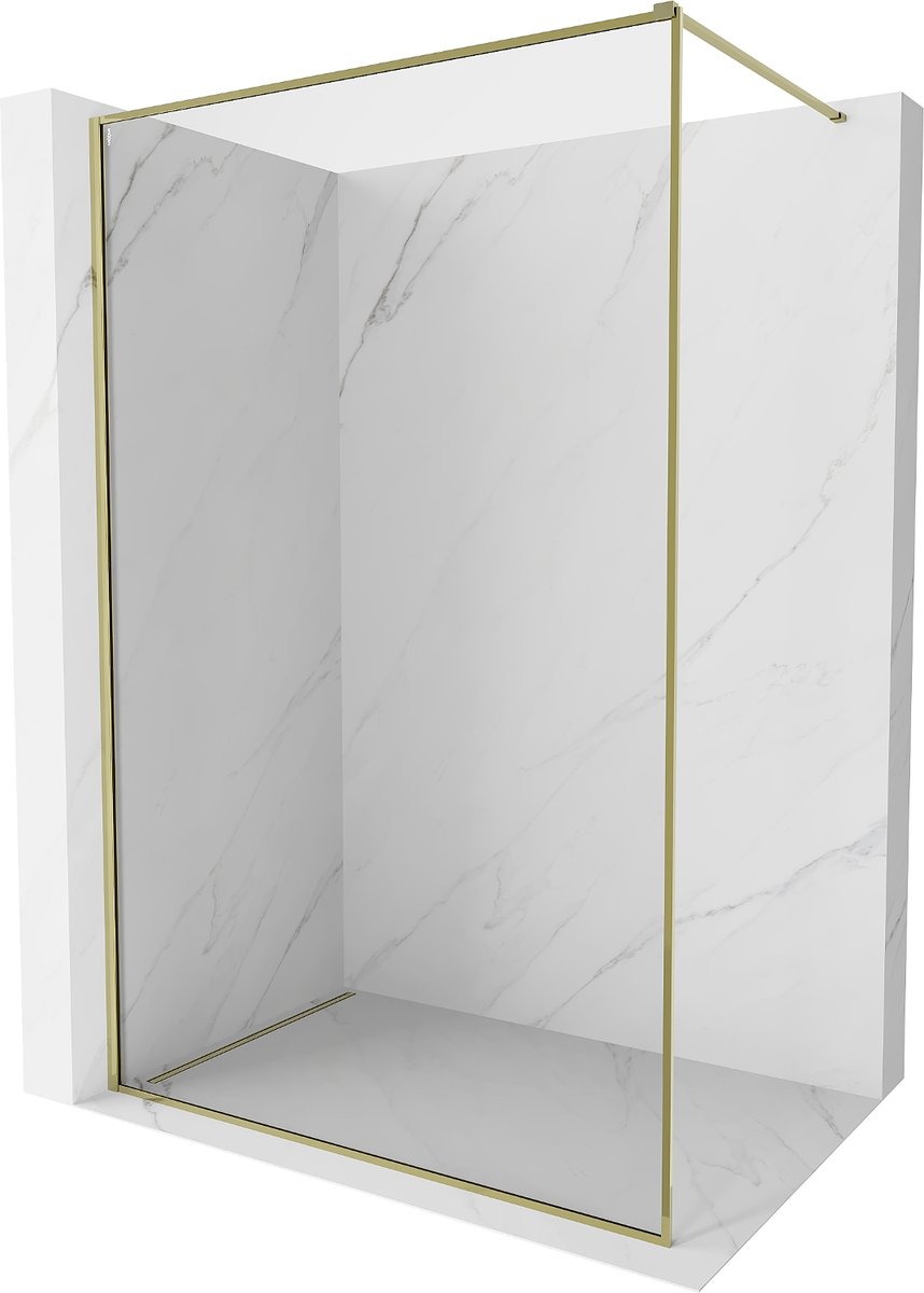 Mexen Kioto-F ścianka prysznicowa Walk-in z ramką 80 x 202 cm, transparent 8 mm, złota - 800-080-104-50-00