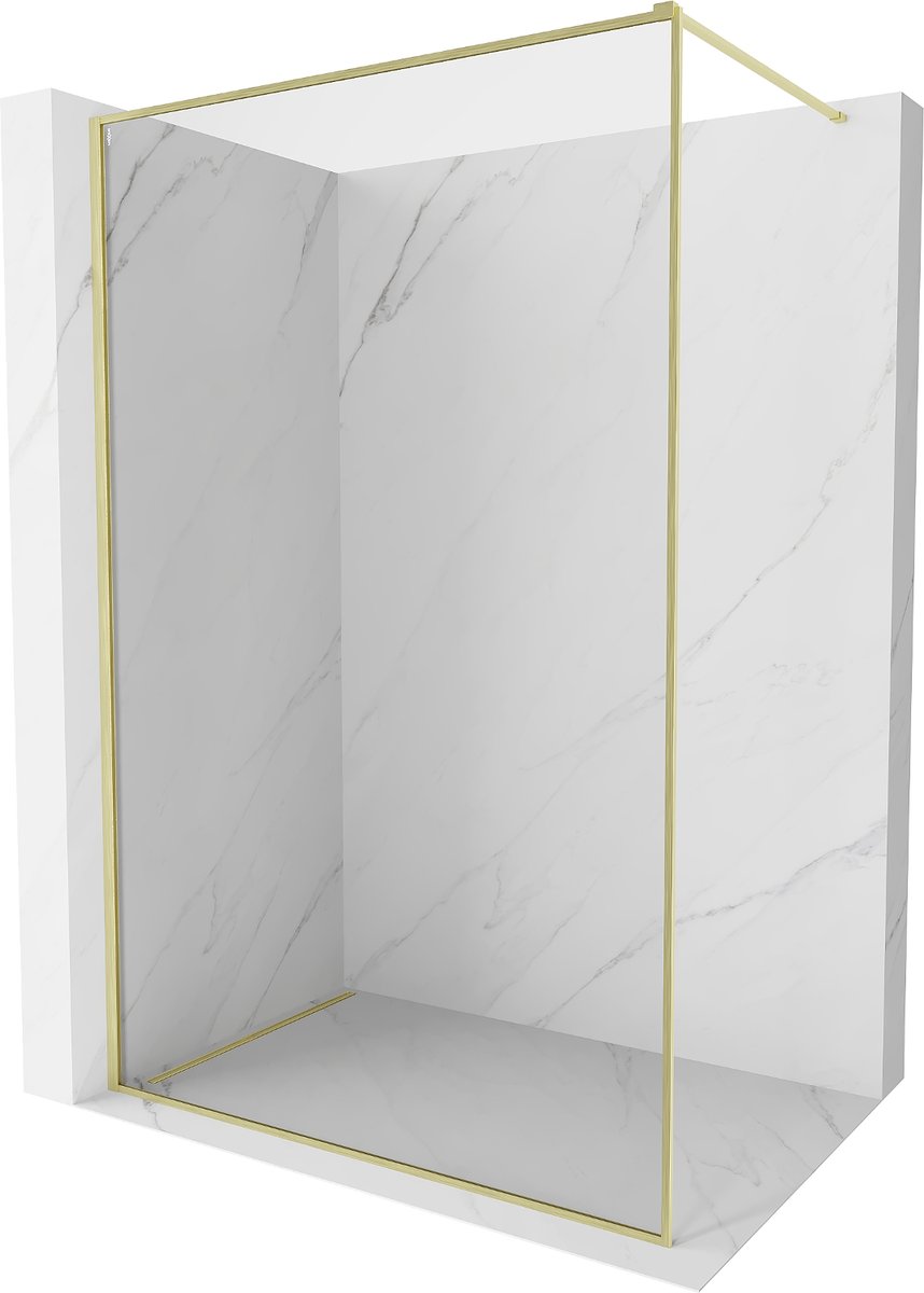 Mexen Kioto-F ścianka prysznicowa Walk-in z ramką 85 x 202 cm, transparent 8 mm, złota szczotkowana - 800-085-104-55-00
