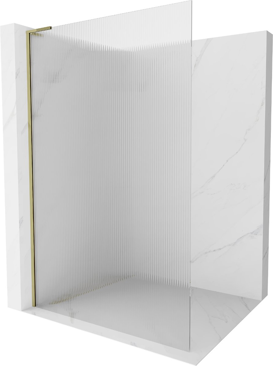 Mexen Kioto L ścianka prysznicowa Walk-in 100 x 200 cm, prążki, złota - 800-100-103-50-09