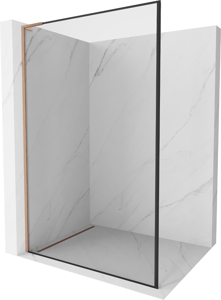 Mexen Kioto L ścianka prysznicowa Walk-in 110 x 200 cm, czarna ramka, miedź szczotkowana - 800-110-103-65-70