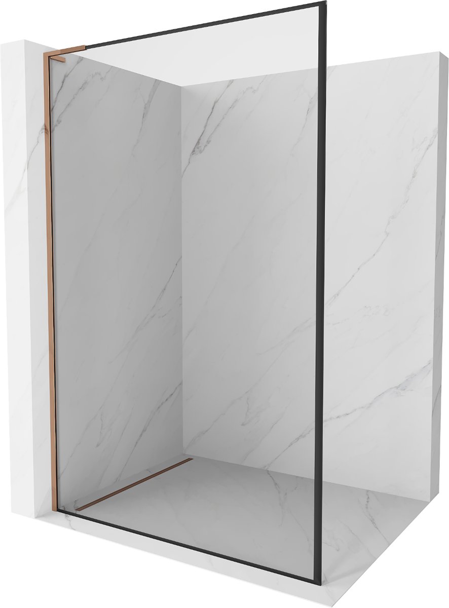 Mexen Kioto L ścianka prysznicowa Walk-in 110 x 200 cm, czarna ramka, różowe złoto - 800-110-103-60-70