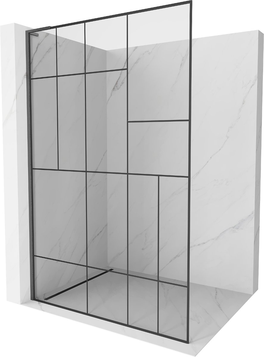 Mexen Kioto L ścianka prysznicowa Walk-in 110 x 200 cm, czarny wzór, gun gray szczotkowany - 800-110-103-66-78