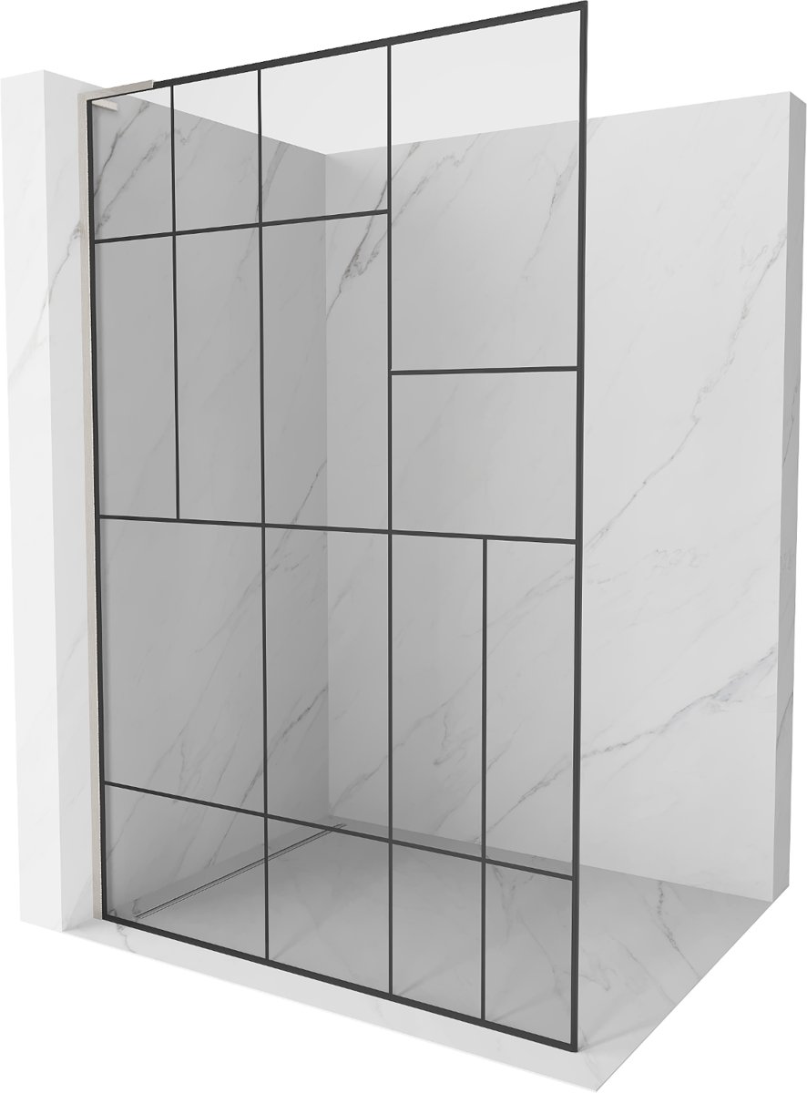 Mexen Kioto L ścianka prysznicowa Walk-in 110 x 200 cm, czarny wzór, nikiel szczotkowany - 800-110-103-97-78