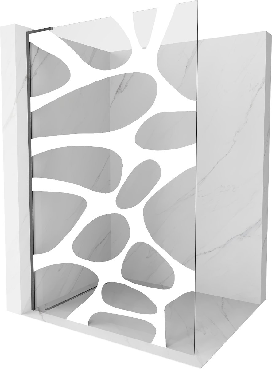 Mexen Kioto L ścianka prysznicowa Walk-in 120 x 200 cm, biała fala, gun gray szczotkowany - 800-120-103-66-97
