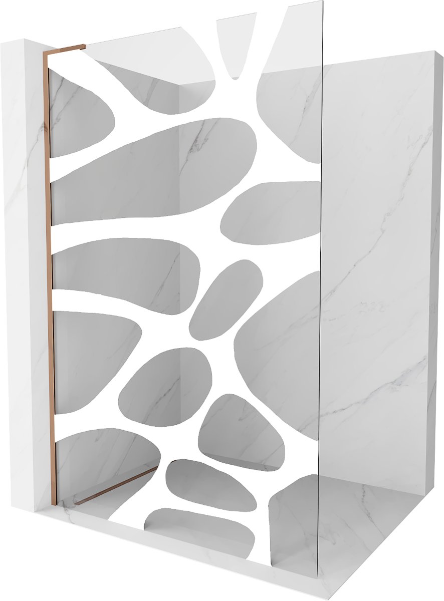 Mexen Kioto L ścianka prysznicowa Walk-in 120 x 200 cm, biała fala, różowe złoto - 800-120-103-60-97