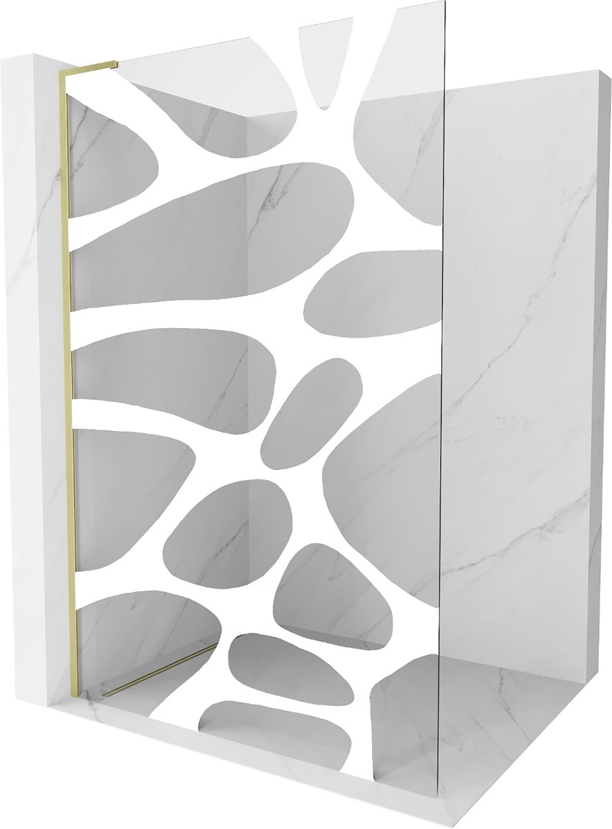 Mexen Kioto L ścianka prysznicowa Walk-in 120 x 200 cm, biała fala, złota szczotkowana - 800-120-103-55-97