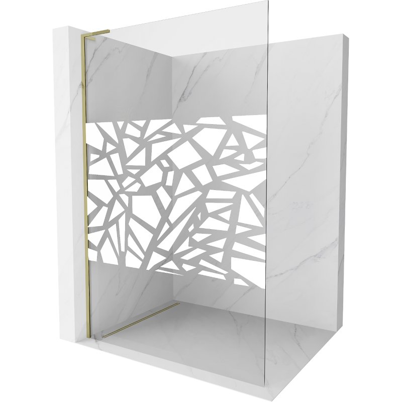 Mexen Kioto L ścianka prysznicowa Walk-in 120 x 200 cm, biały wzór, złota - 800-120-103-50-85