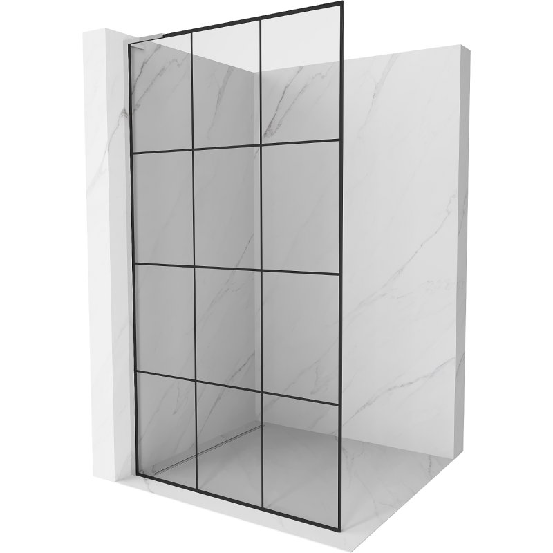 Mexen Kioto L ścianka prysznicowa Walk-in 120 x 200 cm, czarna kratka, chrom - 800-120-103-01-77