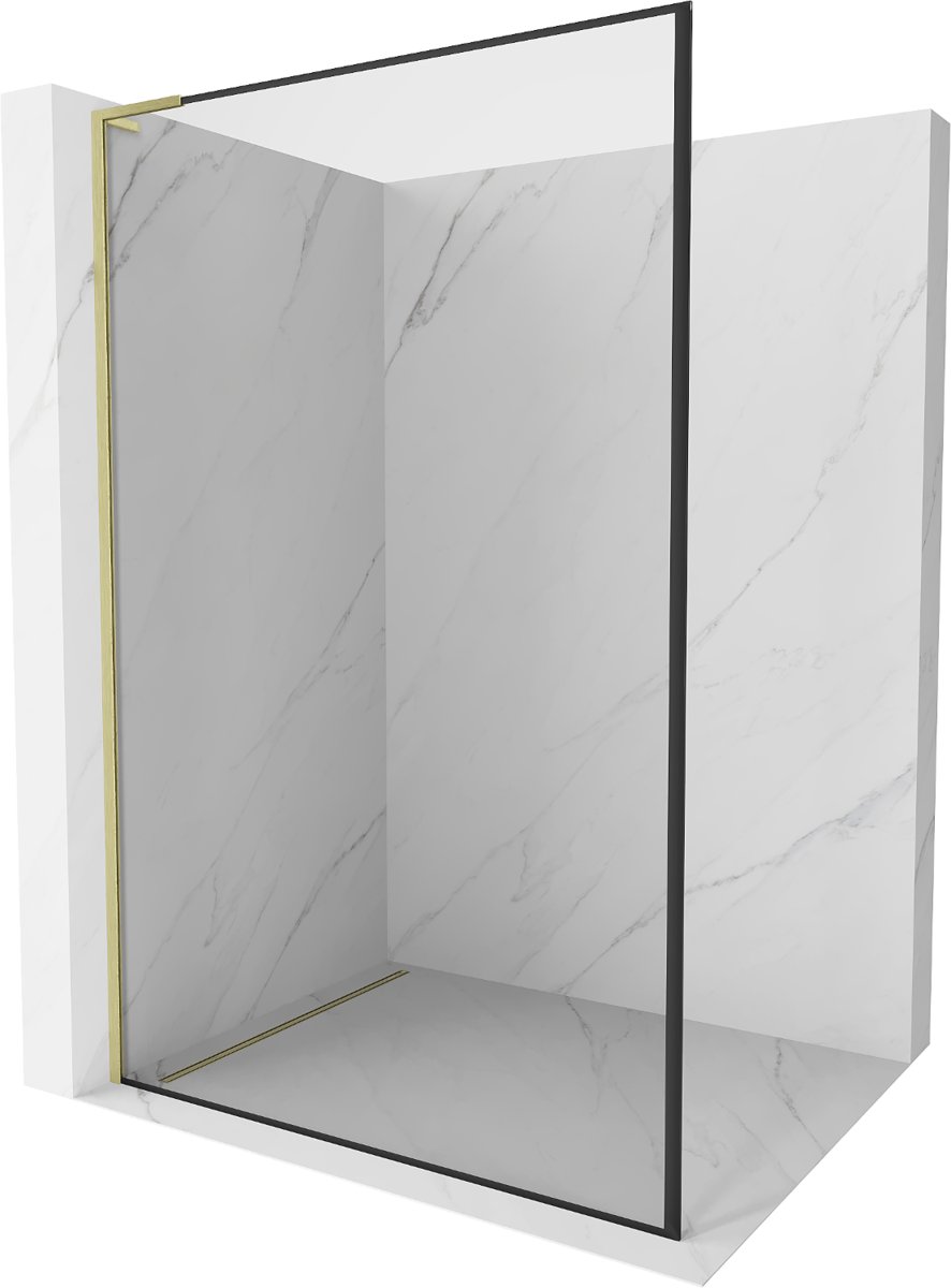 Mexen Kioto L ścianka prysznicowa Walk-in 120 x 200 cm, czarna ramka, złota szczotkowana - 800-120-103-55-70