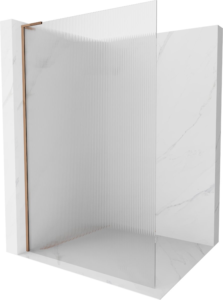 Mexen Kioto L ścianka prysznicowa Walk-in 90 x 200 cm, prążki, różowe złoto - 800-090-103-60-09