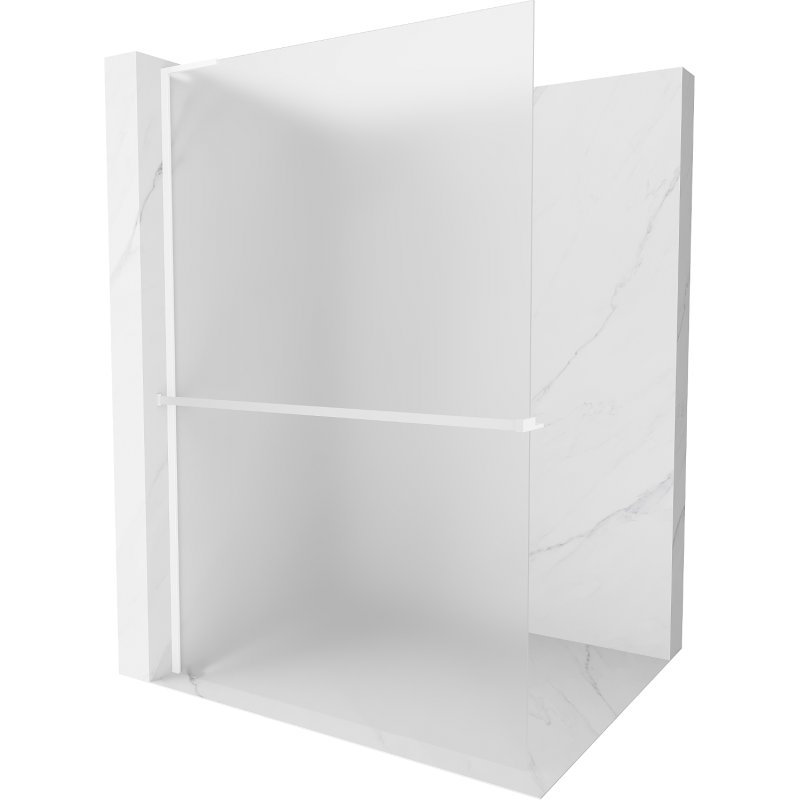 Mexen Kioto+ L ścianka prysznicowa z półką Walk-in 100 x 200 cm, szron, biała - 800-100-123-20-30