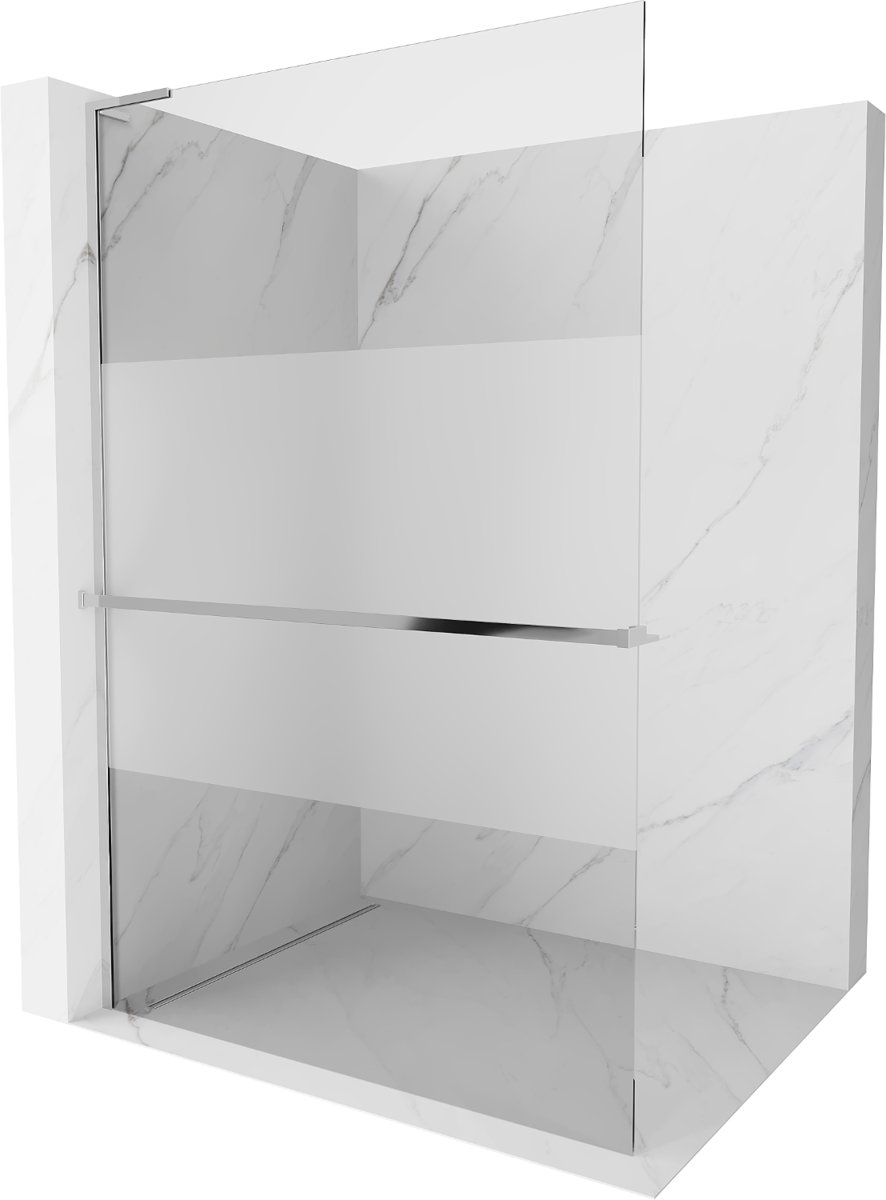 Mexen Kioto+ L ścianka prysznicowa z półką Walk-in 100 x 200 cm, transparent/szron, chrom - 800-100-123-01-35