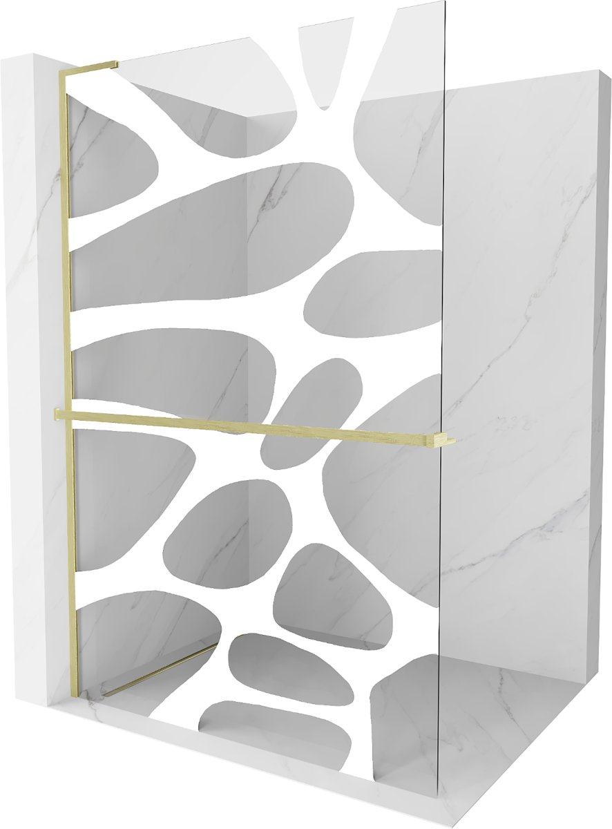 Mexen Kioto+ L ścianka prysznicowa z półką Walk-in 80 x 200 cm, biała fala, złota szczotkowana - 800-080-123-55-97