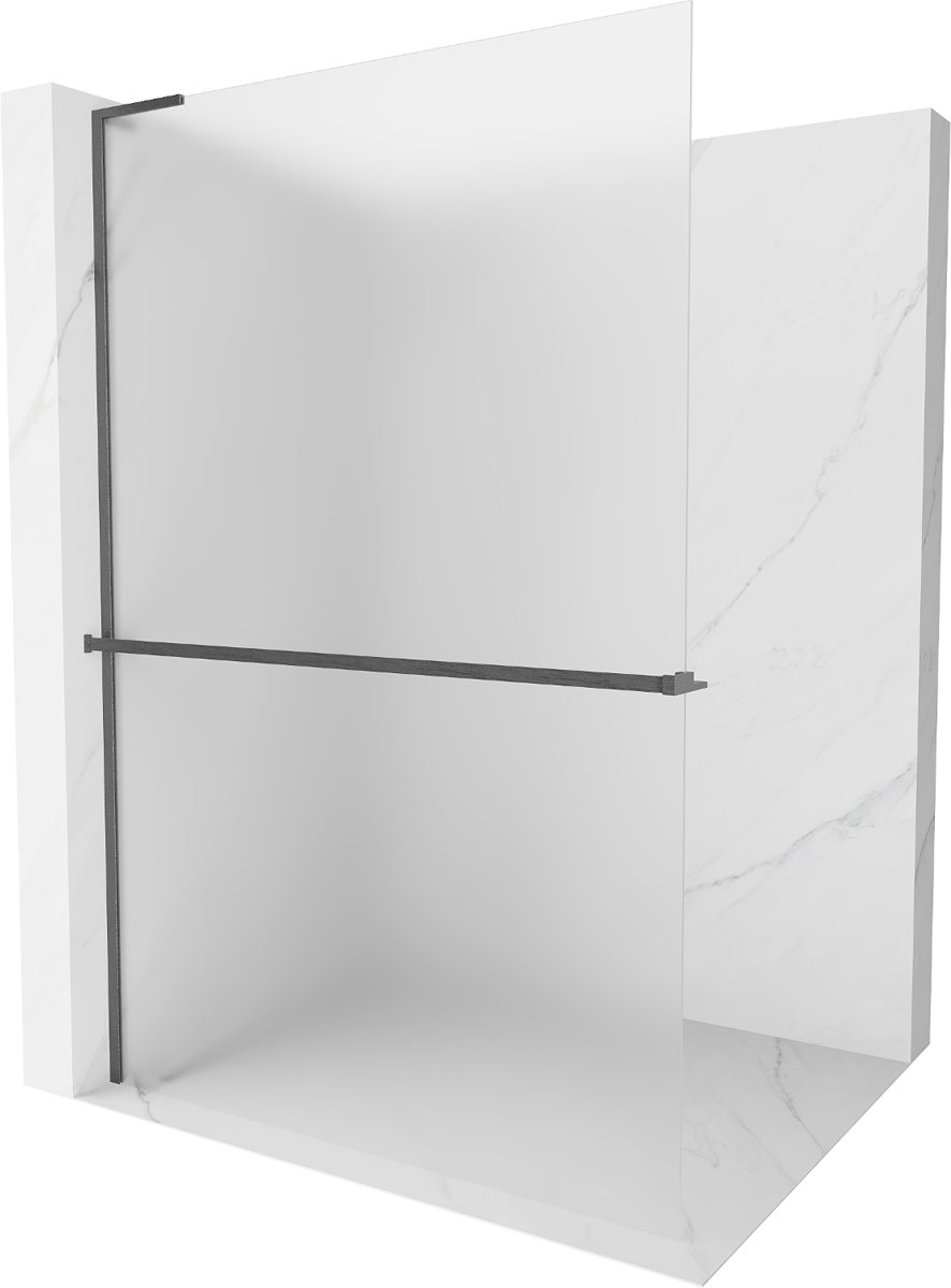 Mexen Kioto+ L ścianka prysznicowa z półką Walk-in 80 x 200 cm, szron, gun gray szczotkowany - 800-080-123-66-30