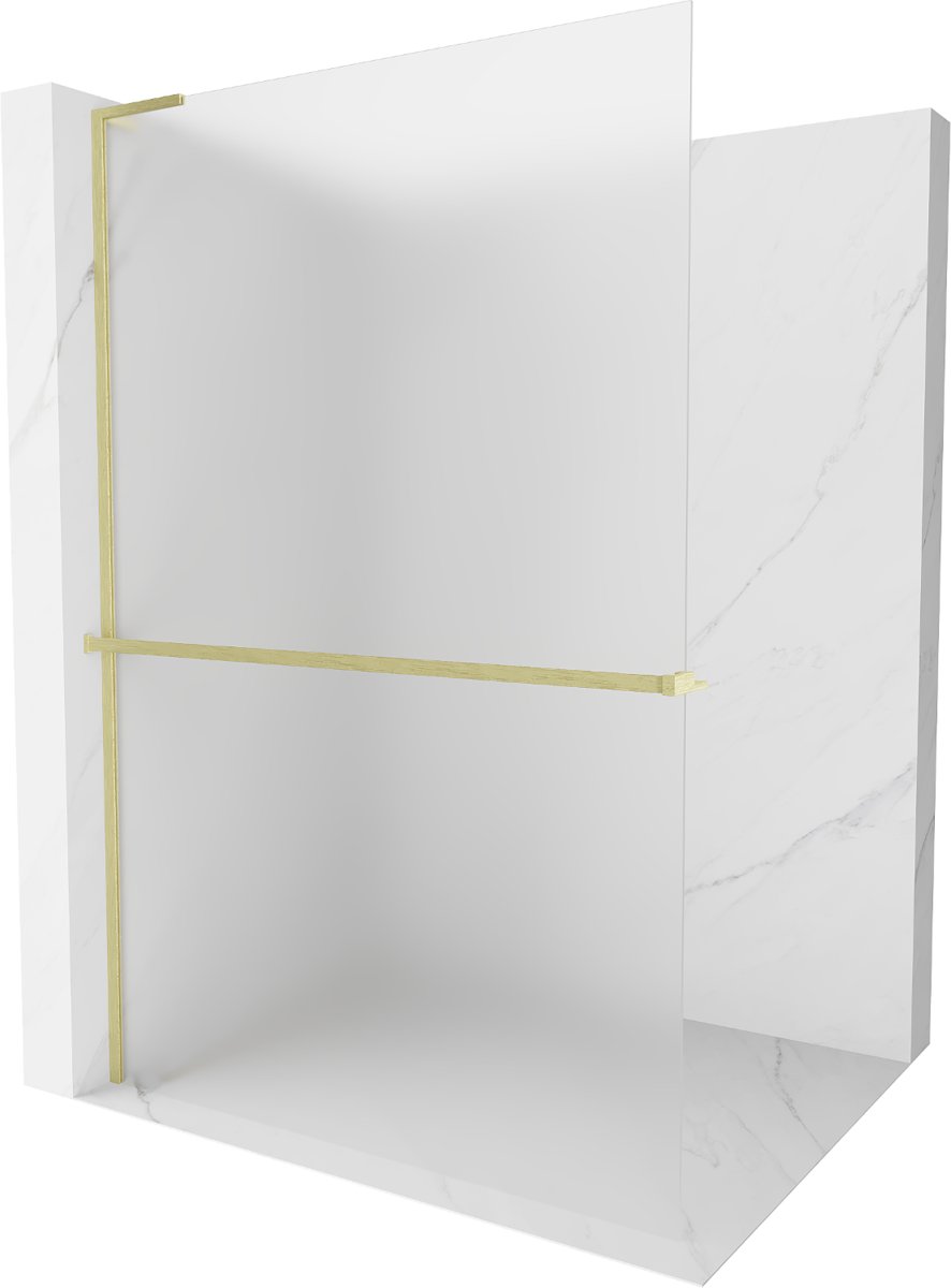 Mexen Kioto+ L ścianka prysznicowa z półką Walk-in 80 x 200 cm, szron, złota szczotkowana - 800-080-123-55-30